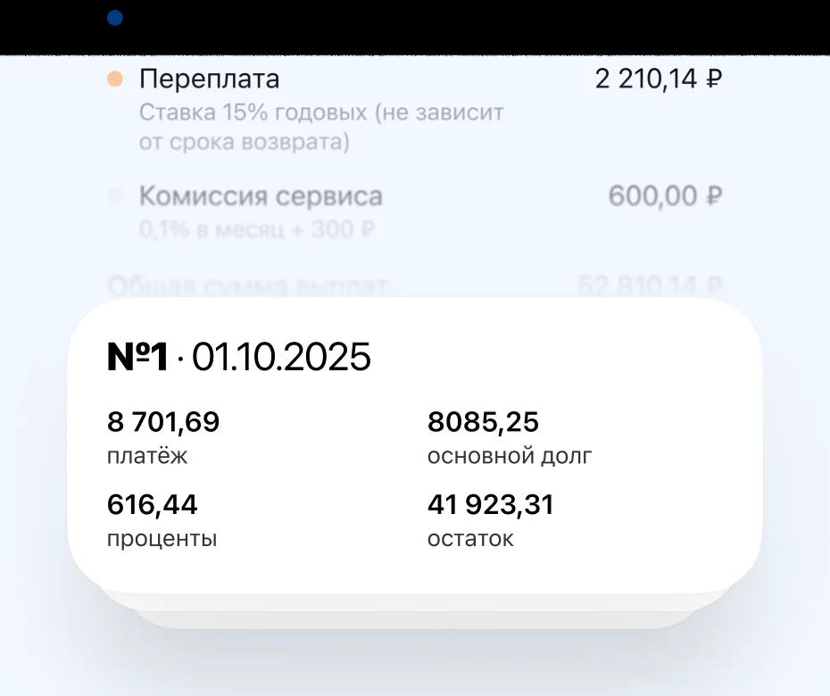 Рассчитаем график платежей